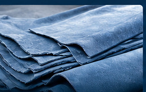 Stacked wet blue leather